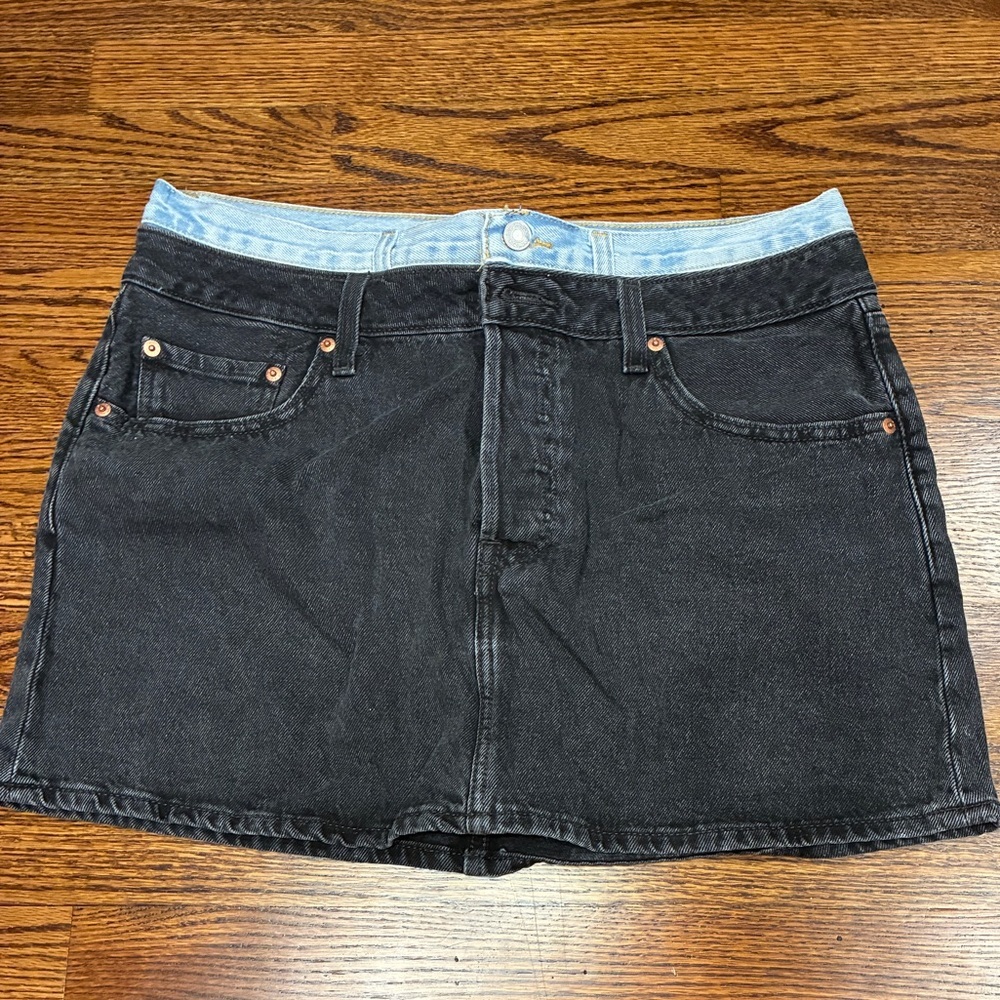 Levi's Two Toned Blue and Black Denim Skirt